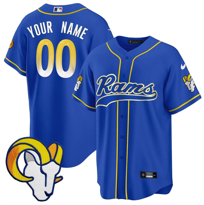Men's Los Angeles Rams Active Player Custom Royal Stitched Baseball Jersey